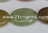 CFW131 15.5 inches 22*30mm flat oval flower jade gemstone beads