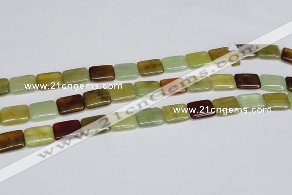 CFW148 15.5 inches 10*14mm rectangle flower jade gemstone beads