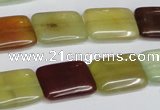 CFW150 15.5 inches 13*18mm rectangle flower jade gemstone beads