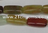 CFW154 15.5 inches 10*20mm rectangle flower jade gemstone beads