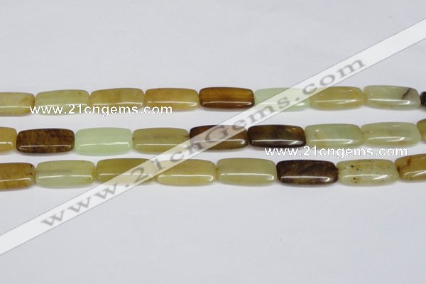 CFW155 15.5 inches 12*25mm rectangle flower jade gemstone beads