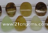 CFW171 Top drilled 13*18mm flat teardrop flower jade gemstone beads