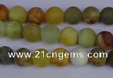 CFW201 15.5 inches 6mm round matte flower jade beads wholesale