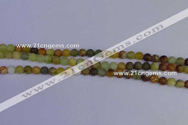 CFW201 15.5 inches 6mm round matte flower jade beads wholesale