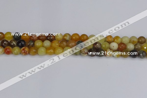 CFW212 15.5 inches 8mm faceted round flower jade beads