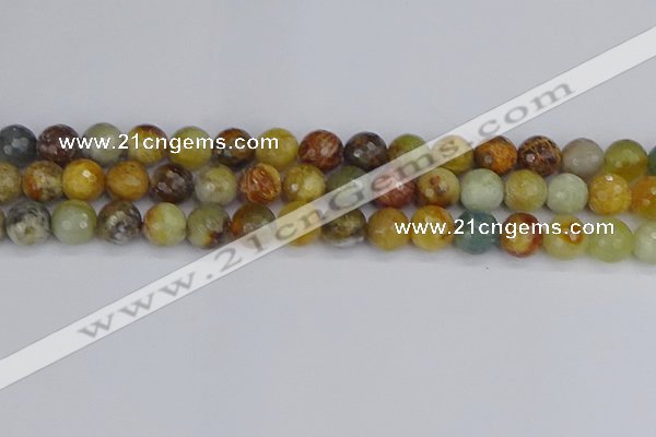 CFW213 15.5 inches 10mm faceted round flower jade beads