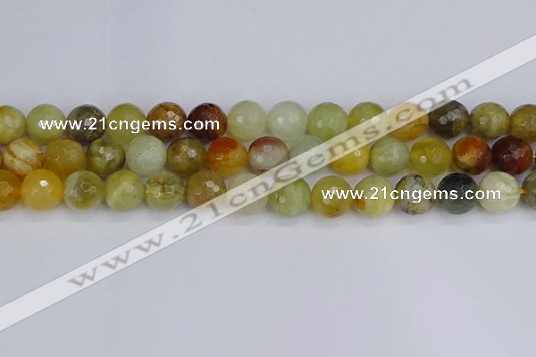 CFW214 15.5 inches 12mm faceted round flower jade beads