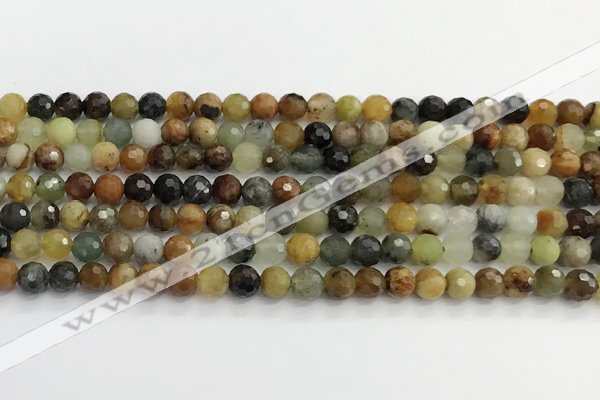 CFW218 15.5 inches 6mm faceted round flower jade beads