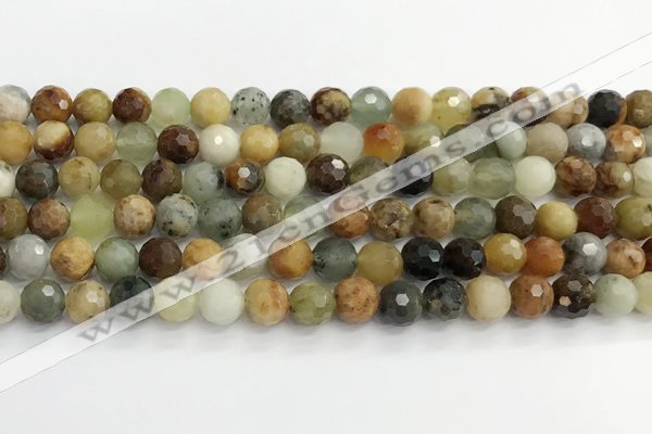 CFW219 15.5 inches 8mm faceted round flower jade beads