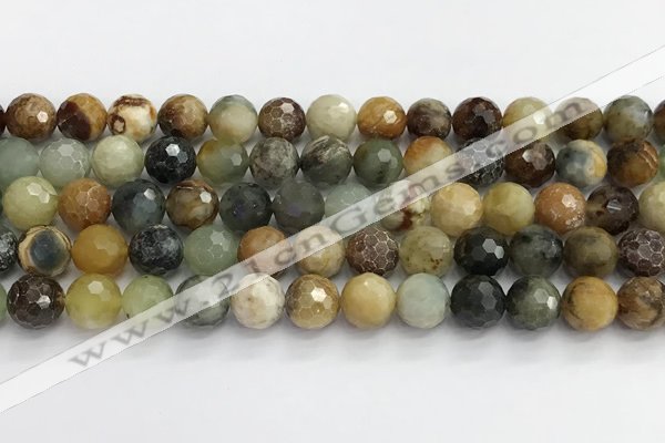 CFW220 15.5 inches 10mm faceted round flower jade beads