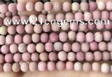 CFW36 15.5 inches 6mm round matte pink wooden jasper beads