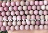 CFW37 15.5 inches 8mm round matte pink wooden jasper beads