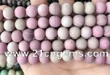 CFW39 15.5 inches 12mm round matte pink wooden jasper beads