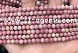 CFW44 15.5 inches 4mm round pink wooden jasper beads wholesale