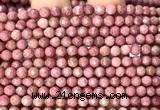 CFW76 15 inches 4mm faceted round pink wooden jasper beads