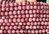 CFW77 15 inches 6mm faceted round pink wooden jasper beads