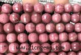 CFW80 15 inches 12mm faceted round pink wooden jasper beads