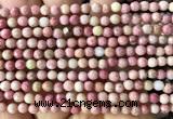 CFW83 15 inches 4mm faceted round pink wooden jasper beads wholesale