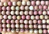 CFW85 15 inches 8mm faceted round pink wooden jasper beads wholesale