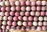 CFW86 15 inches 10mm faceted round pink wooden jasper beads wholesale