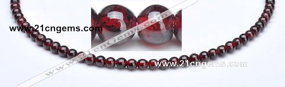 CGA05 15.5 inch 5mm round natural garnet gemstone bead Wholesale