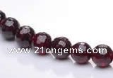 CGA08 multi sizes faceted round natural garnet gemstone beads Wh