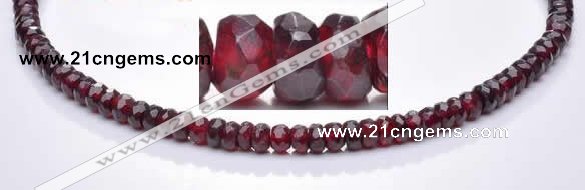 CGA09 4*6mm faceted roundel natural garnet gemstone beads Wholes