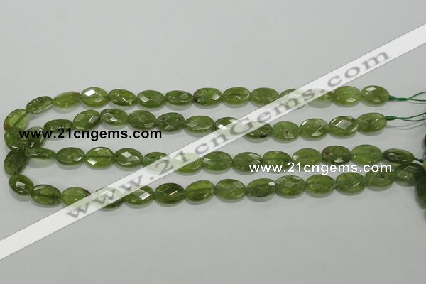 CGA101 15.5 inches 10*14mm faceted oval natural green garnet beads