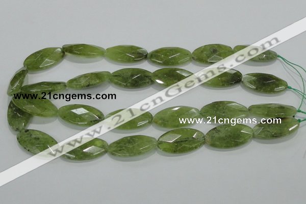 CGA104 15.5 inches 15*30mm faceted oval natural green garnet beads