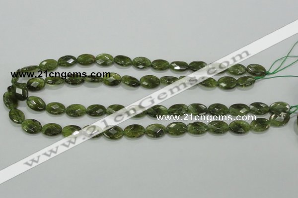 CGA107 15.5 inches 10*14mm faceted oval natural green garnet beads