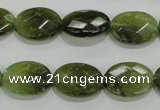 CGA108 15.5 inches 12*16mm faceted oval natural green garnet beads