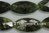 CGA111 15.5 inches 15*30mm faceted oval natural green garnet beads