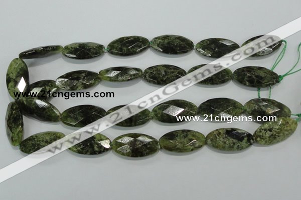 CGA111 15.5 inches 15*30mm faceted oval natural green garnet beads