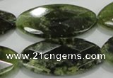 CGA113 15.5 inches 20*40mm faceted oval natural green garnet beads