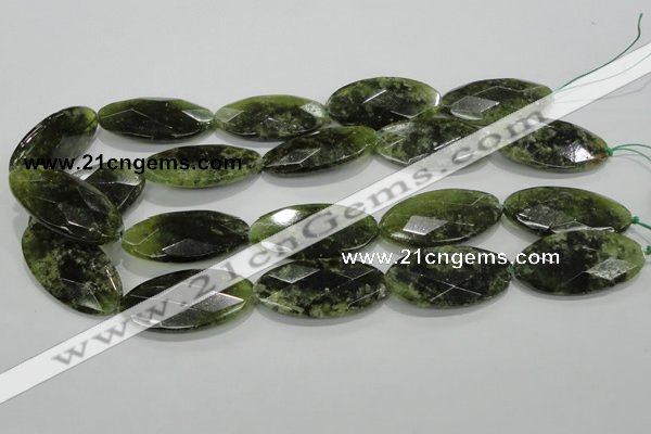 CGA113 15.5 inches 20*40mm faceted oval natural green garnet beads