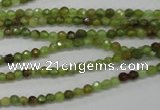 CGA121 15.5 inches 3mm faceted round natural green garnet beads