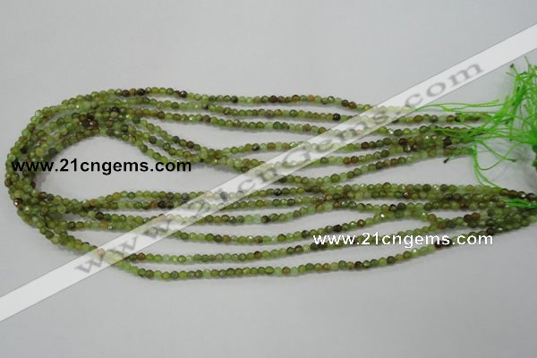 CGA121 15.5 inches 3mm faceted round natural green garnet beads