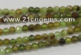 CGA122 15.5 inches 4mm faceted round natural green garnet beads