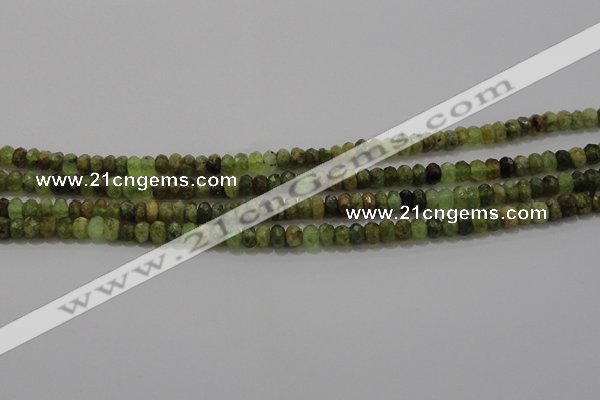 CGA146 15.5 inches 4*6mm faceted rondelle natural green garnet beads