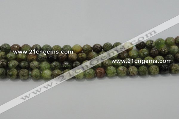 CGA148 15.5 inches 8mm faceted round natural green garnet beads