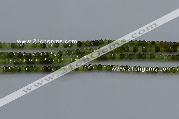 CGA156 15.5 inches 2.5*4mm faceted rondelle green garnet beads