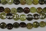 CGA210 15.5 inches 8mm flat round natural green garnet beads