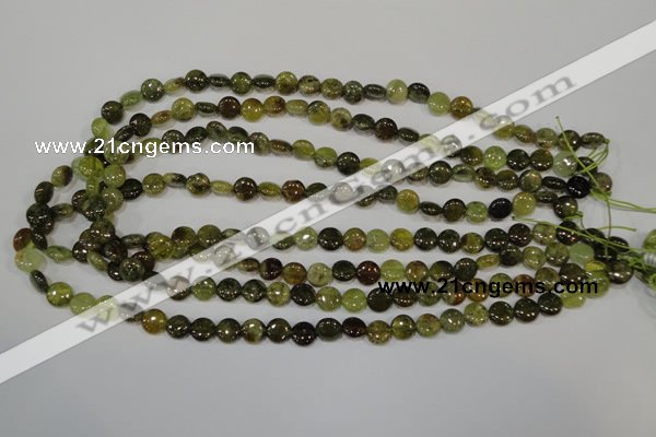 CGA210 15.5 inches 8mm flat round natural green garnet beads