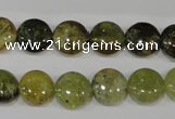 CGA212 15.5 inches 12mm flat round natural green garnet beads