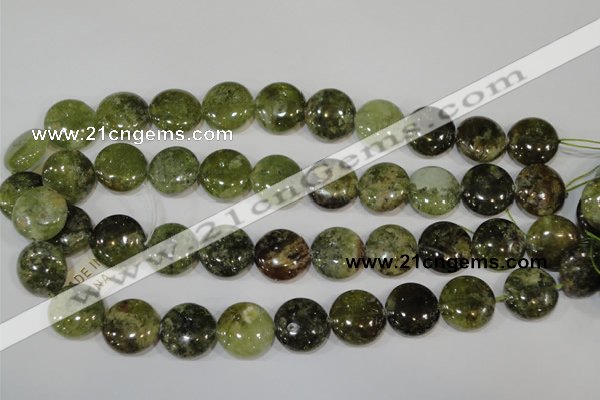 CGA215 15.5 inches 18mm flat round natural green garnet beads