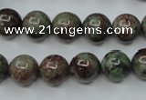 CGA305 15.5 inches 14mm round red green garnet gemstone beads