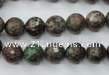 CGA314 15.5 inches 12mm faceted round red green garnet gemstone beads