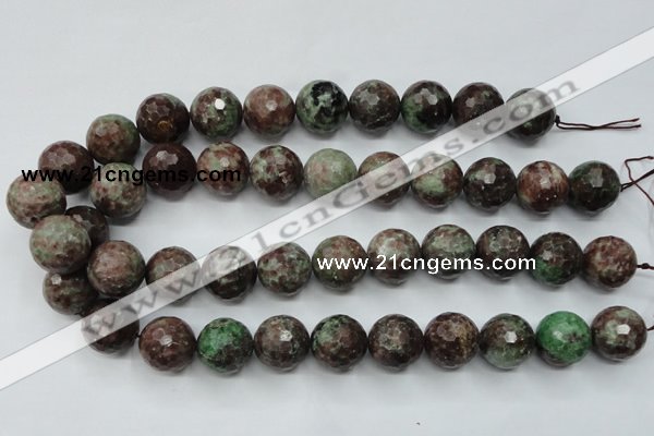 CGA314 15.5 inches 12mm faceted round red green garnet gemstone beads