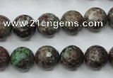 CGA315 15.5 inches 14mm faceted round red green garnet gemstone beads