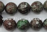 CGA317 15.5 inches 18mm faceted round red green garnet gemstone beads